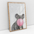 Quadro Decorativo Coala Mascando Chiclete Bubble Gum - comprar online