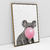 Quadro Decorativo Coala Mascando Chiclete Bubble Gum - loja online