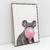 Quadro Decorativo Coala Mascando Chiclete Bubble Gum - comprar online