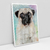 Quadro Decorativo de Cachorro Pug Colorido Arte Aquarela - Bimper - Quadros Decorativos