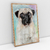Quadro Decorativo de Cachorro Pug Colorido Arte Aquarela - comprar online