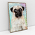 Quadro Decorativo de Cachorro Pug Colorido Arte Aquarela na internet