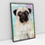 Quadro Decorativo de Cachorro Pug Colorido Arte Aquarela - loja online