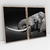 Quadro Decorativo Elefante Bebendo Água em Preto e Branco Kit com 2 Quadros na internet