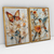 Quadro Decorativo Elegante Abstrato Borboleta, Beija-Flor e Flores em Art Kit com 2 Quadros