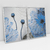 Quadro Decorativo Flores Azuis Abstratas Kit com 2 Quadros