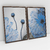 Quadro Decorativo Flores Azuis Abstratas Kit com 2 Quadros - Bimper - Quadros Decorativos