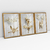 Quadro Decorativo Flores Douradas Golden Flowers Kit com 3 Quadros - loja online