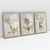 Quadro Decorativo Flores Douradas Golden Flowers Kit com 3 Quadros na internet