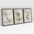 Quadro Decorativo Flores Douradas Golden Flowers Kit com 3 Quadros - Bimper - Quadros Decorativos