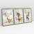 Quadro Decorativo Flores Douradas Golden Flowers Kit com 3 Quadros na internet