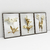 Quadro Decorativo Flores Douradas Golden Flowers Kit com 3 Quadros - Bimper - Quadros Decorativos