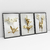 Quadro Decorativo Flores Douradas Golden Flowers Kit com 3 Quadros - loja online