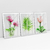Quadro Decorativo Flores e Folha com Efeito de Pintura Kit com 3 Quadros - Bimper - Quadros Decorativos