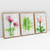 Quadro Decorativo Flores e Folha com Efeito de Pintura Kit com 3 Quadros - comprar online