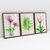 Quadro Decorativo Flores e Folha com Efeito de Pintura Kit com 3 Quadros na internet