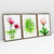 Quadro Decorativo Flores e Folha com Efeito de Pintura Kit com 3 Quadros - loja online