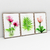 Quadro Decorativo Flores e Folha com Efeito de Pintura Kit com 3 Quadros na internet