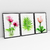 Quadro Decorativo Flores e Folha com Efeito de Pintura Kit com 3 Quadros - loja online