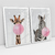 Quadro Decorativo Girafa e Zebra Mascando Chiclete Bubble Gum Kit com 2 Quadros - Bimper - Quadros Decorativos