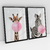 Quadro Decorativo Girafa e Zebra Mascando Chiclete Bubble Gum Kit com 2 Quadros - Bimper - Quadros Decorativos
