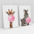 Imagem do Quadro Decorativo Girafa e Zebra Mascando Chiclete Bubble Gum Kit com 2 Quadros