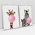 Quadro Decorativo Girafa e Zebra Mascando Chiclete Bubble Gum Kit com 2 Quadros