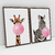 Quadro Decorativo Girafa e Zebra Mascando Chiclete Bubble Gum Kit com 2 Quadros - Bimper - Quadros Decorativos