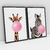 Quadro Decorativo Girafa e Zebra Mascando Chiclete Bubble Gum Kit com 2 Quadros - loja online