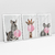 Quadro Decorativo Girafa Zebra e Coala Mascando Chiclete Bubble Gum Kit com 3 Quadros - Bimper - Quadros Decorativos