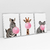 Quadro Decorativo Girafa Zebra e Coala Mascando Chiclete Bubble Gum Kit com 3 Quadros na internet