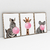 Quadro Decorativo Girafa Zebra e Coala Mascando Chiclete Bubble Gum Kit com 3 Quadros - Bimper - Quadros Decorativos