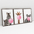 Quadro Decorativo Girafa Zebra e Coala Mascando Chiclete Bubble Gum Kit com 3 Quadros - loja online