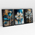 Quadro Decorativo Night Flowers Royal Blue - Kit de 3 Quadros - Bimper - Quadros Decorativos