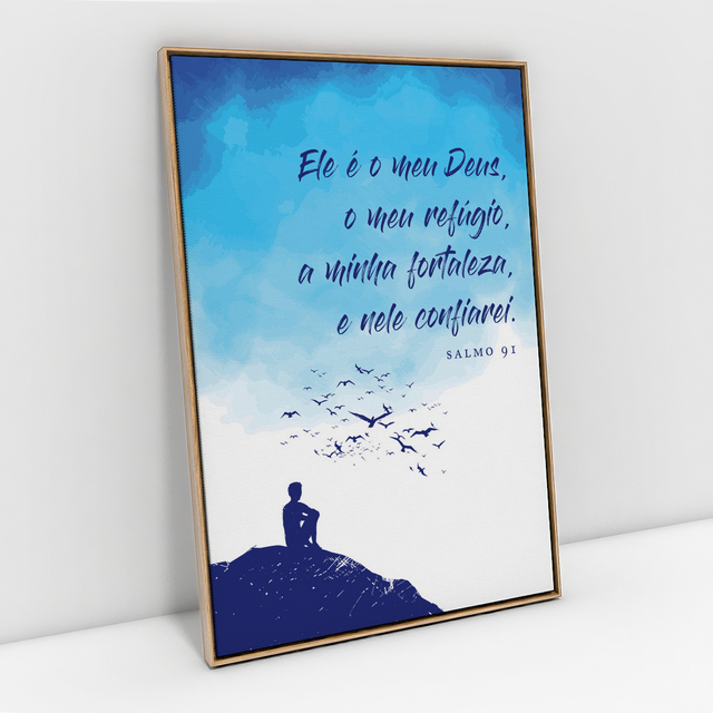 Quadro Decorativo Salmo 91 Frase Religioso