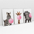 Quadro Decorativo Zebra Girafa e Elefante Mascando Chiclete Kit com 3 Quadros - comprar online