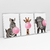 Quadro Decorativo Zebra Girafa e Elefante Mascando Chiclete Kit com 3 Quadros na internet