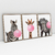 Quadro Decorativo Zebra Girafa e Elefante Mascando Chiclete Kit com 3 Quadros - Bimper - Quadros Decorativos