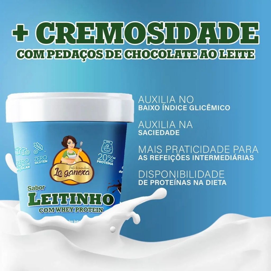 Pasta de Amendoim (1,05kg) Sabor Leitinho - La Ganexa