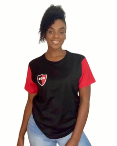 Remera Unisex Escudo Doble Estampa (Negra Mangas Rojas) Newell's - comprar online