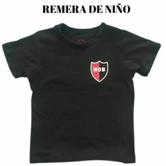 Remera Niño Escudo Doble Estampa Newell's Old Boys (Negra)