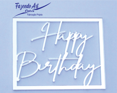 Aplique para bolo Happy Birthday com moldura - comprar online