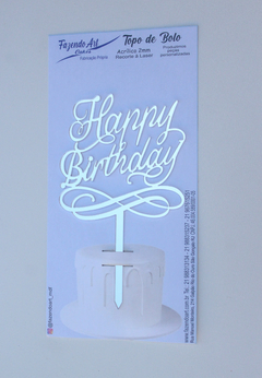 Topo de Bolo Happy Birthday cursivo - comprar online