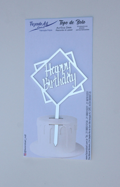 Topo de Bolo Happy Birthday quadrado - comprar online