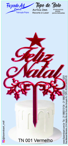 Topo de Bolo Feliz Natal NT 001 na internet