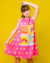 Vestido Infantil Menina Pink com Estampa de Frutas - comprar online