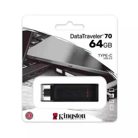 PEN DRIVE KINGSTON DATATRAVELER 70 64GB USB 3.2 GEN 1 TIPO C NEGRO