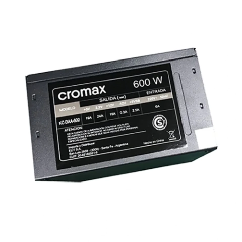 FUENTE CROMAX KC-DDA-600 600W STANDART ATX FIJO