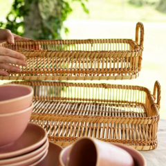 Bandeja Retangular Rattan + Bambu - comprar online