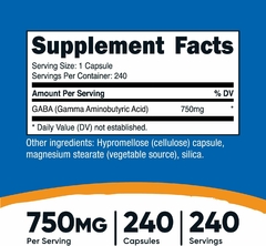 Gaba (gamma-amino-butírico) 750mg X 240 Caps - NutriCost - comprar online